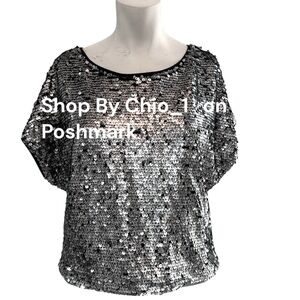 Forever 21 Black Sequin Gray Silver Women's Top